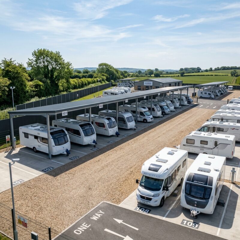 Instalaciones de parking de caravanas en Sevilla con plazas amplias, techadas y seguras